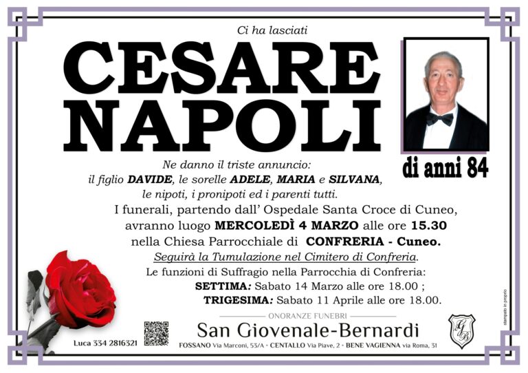 Manifesto funebre di CESARE NAPOLI
