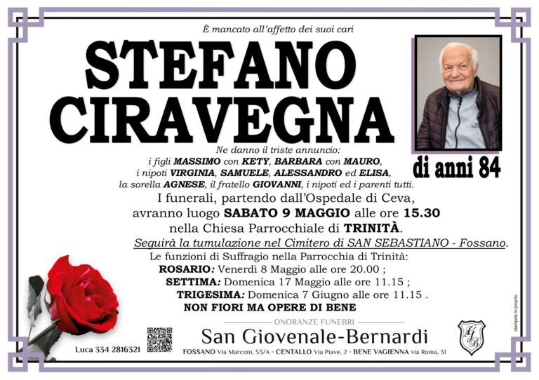 Manifesto funebre di STEFANO CIRAVEGNA