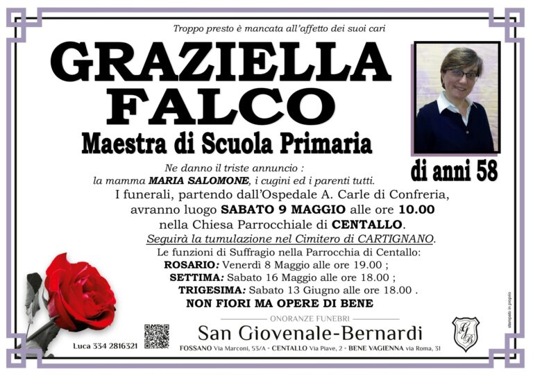 Manifesto funebre di GRAZIELLA FALCO