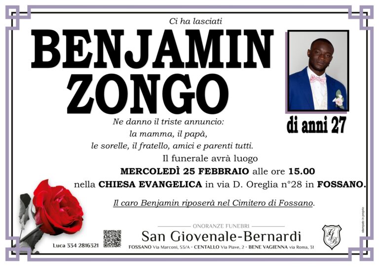 Manifesto funebre di BENJAMIN ZONGO