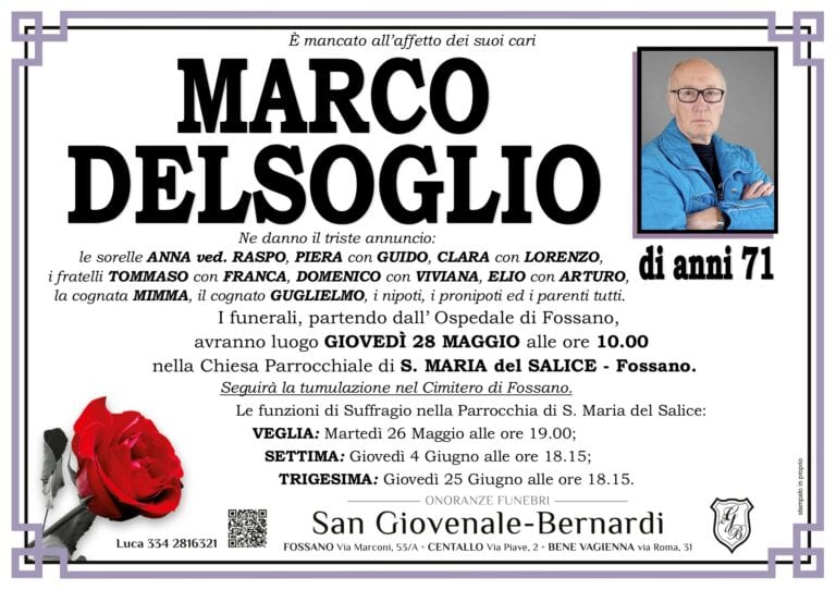 Manifesto funebre di MARCO DELSOGLIO