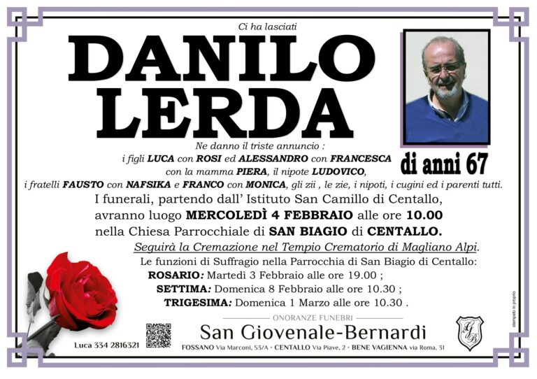 Manifesto funebre di DANILO LERDA