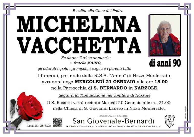 Manifesto funebre di MICHELINA VACCHETTA