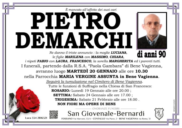 Manifesto funebre di PIETRO DEMARCHI