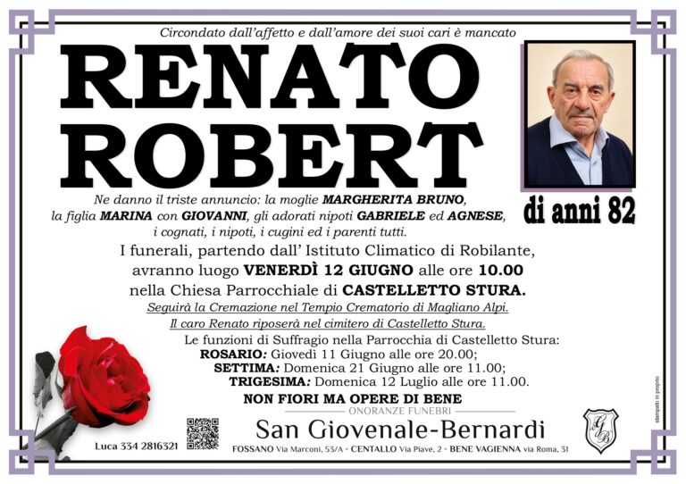 Manifesto funebre di RENATO ROBERT