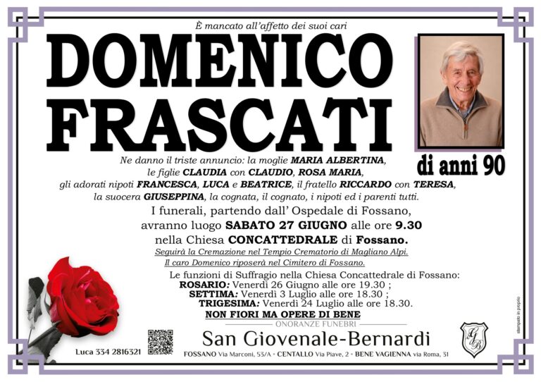 Manifesto funebre di DOMENICO FRASCATI