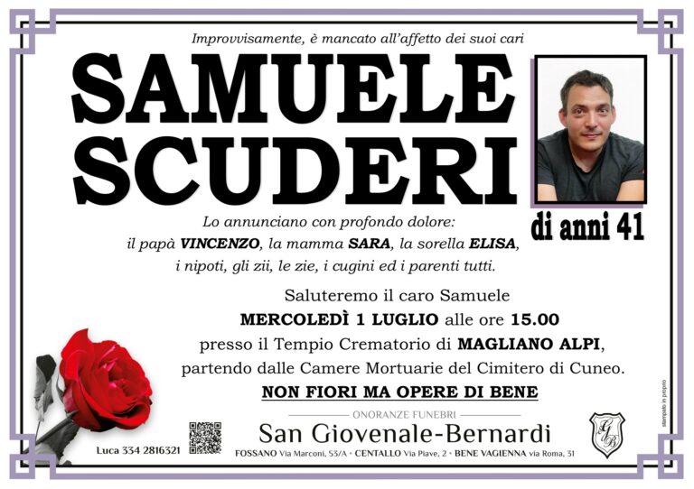 Manifesto funebre di SAMUELE SCUDERI