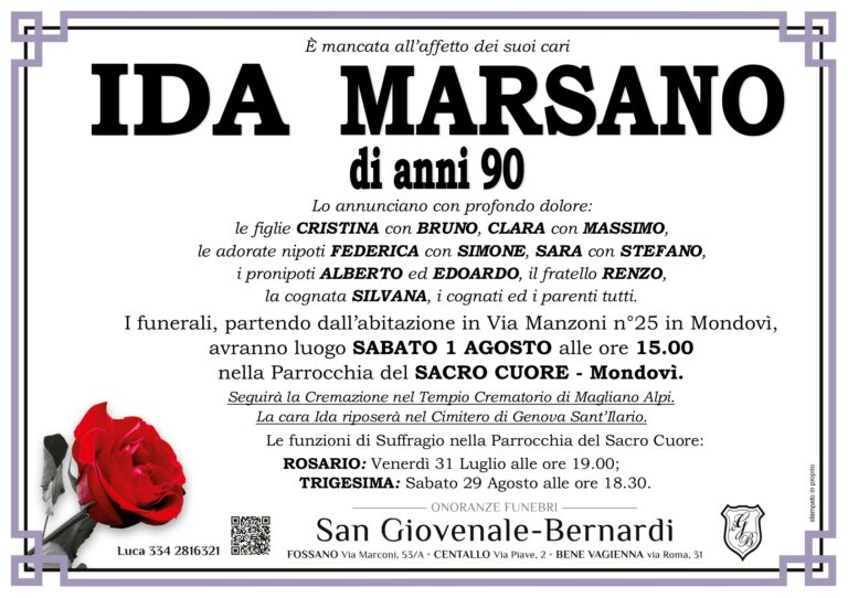 Manifesto funebre di IDA MARSANO