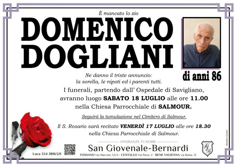 Manifesto funebre di DOMENICO DOGLIANI