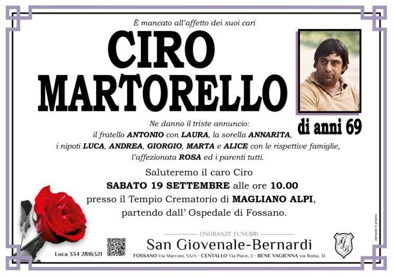 Manifesto funebre di CIRO MARTORELLO