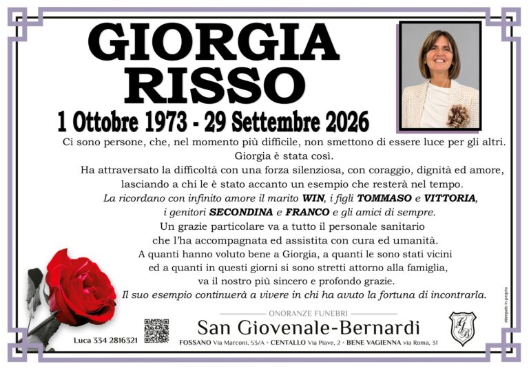 Manifesto funebre di GIORGIA RISSO